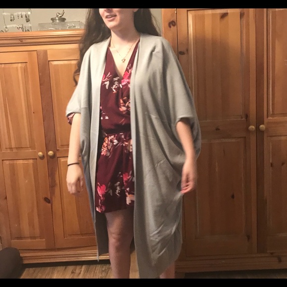 Oversized Long French Grey Cardigan Sweater - Picture 5 of 7